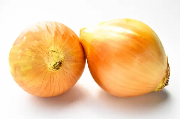 Vegetales Frescos Cebolla Madura Cruda Marrón Amarilla Orgánica Aislados Sobre —  Fotos de Stock