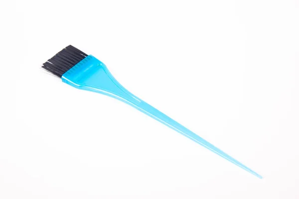 Escova Cerdas Plástico Azul Usada Para Coloração Cabelo Cabeleireiros — Fotografia de Stock