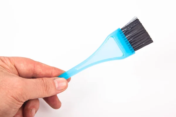 Escova Cerdas Plástico Azul Usada Para Coloração Cabelo Cabeleireiros — Fotografia de Stock