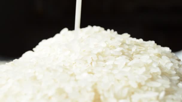 Textura Grãos Arroz Cru Branco Orgânico Fresco Fundo Arroz Não — Vídeo de Stock