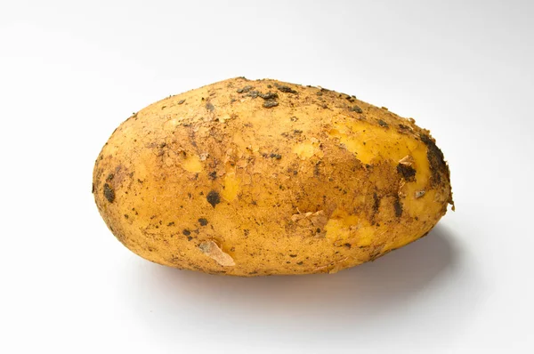 Frisches Bio Kartoffelrohgemüse Kohlenhydrate Und Stärkequelle Gelbe Kartoffel Isoliert Auf — Stockfoto
