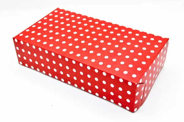 华丽的红色礼品盒 理想的节日和圣诞节礼物盒 白色背景隔离 — 图库照片