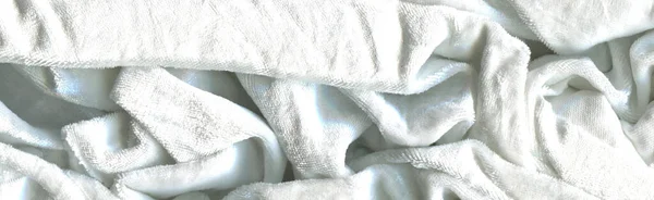 Textura Textil Color Blanco Tejido Terciopelo Arrugado Grueso Alta Calidad — Foto de Stock