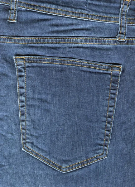 Närbild Detalj Bakfickan Ljusblå Jeans Denim — Stockfoto