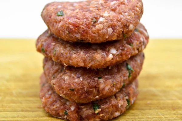 Albóndigas Carne Cruda Hechas Con Varias Especias Caseras Kofte Kofta — Foto de Stock