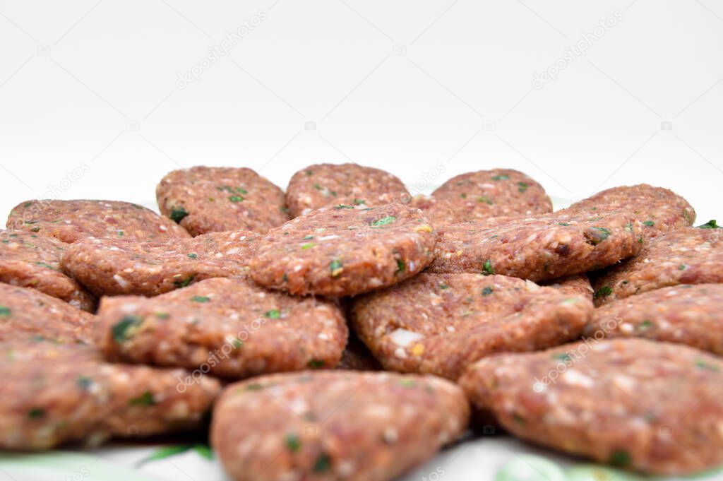 Raw beef meatballs made with various homemade spices, beef kofte kofta raw 