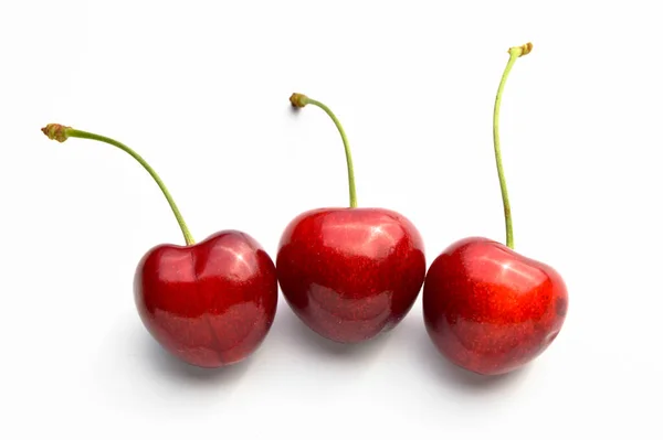 Juicy Sweet Natural Organic Fresh Cherry Sour Cherry Isolated White — Stock Photo, Image