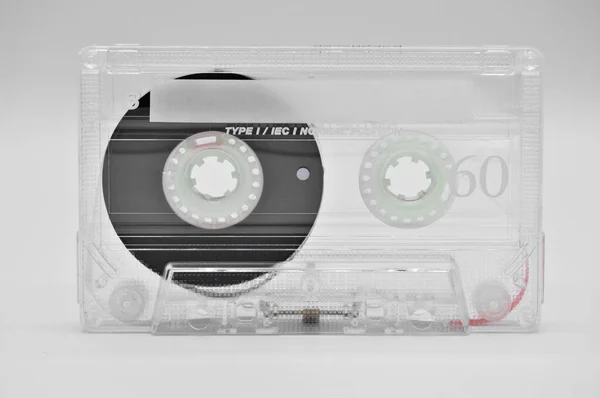 Minuten Transparant Ouderwets Compact Audio Cassette Tape Geïsoleerd Witte Achtergrond — Stockfoto