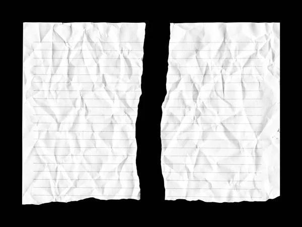 Пряма Лінія Чистий Білий Зморщений Рваний Папір Двох Шматочках Сторінки — стокове фото