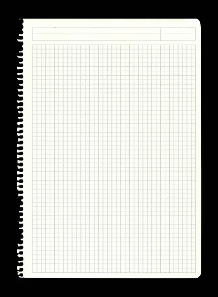 Damalı Çizgiler Siyah Arkaplanda Izole Edilmiş Beyaz Yırtık Sayfa Kağıdı — Stok fotoğraf