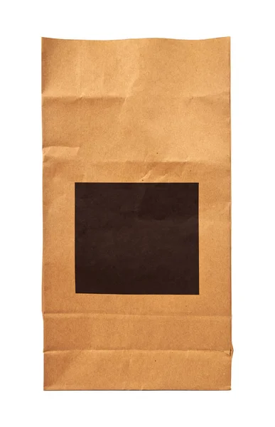 Ανακυκλωμένο Χαρτί Ψώνια Μία Μπεζ Τσάντα Λευκό Φόντο Φυσικό Προϊόν — Φωτογραφία Αρχείου
