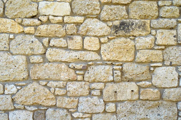 Sturdy Yellow Beige Cut Stone Wall Good Backgrounds Seamless Lined — Stock Photo, Image