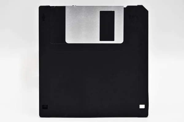 Old Computer Data Storage Technology Black Plastic Magnetic Floppy Disk — Stock Photo, Image