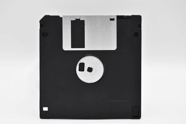 Old Computer Data Storage Technology Black Plastic Magnetic Floppy Disk — Stock Photo, Image