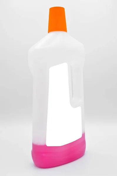 Plast Vit Rengöringsmedel Flaska Orange Lock Kosmetisk Behållare Isolerad Vit — Stockfoto