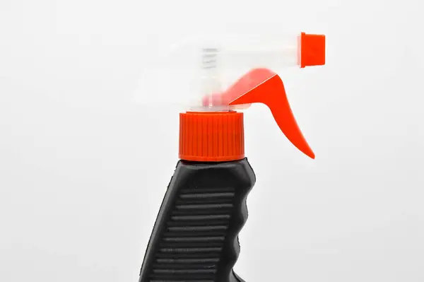 Bottiglia Detergente Spray Plastica Arancione Nero Contenitore Cosmetico Isolato Sfondo — Foto Stock