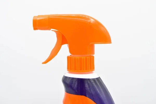 Oranje Blauw Gekleurde Plastic Spray Reinigingsmiddel Fles Cosmetisch Container Geïsoleerd — Stockfoto