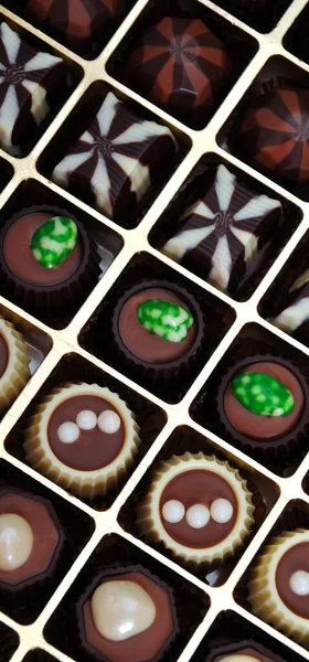 Doces Chocolate Muito Deliciosos Uma Caixa Delicioso Chocolate Caixa — Fotografia de Stock