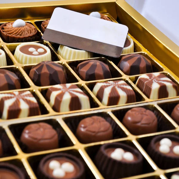Very Delicious Chocolate Candies Box Delicious Chocolate Box Stock Image