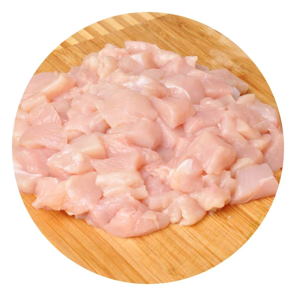 Fresh Raw Chicken Meat Breast Pieces Ready Cook Cutting Board — Stock Photo, Image