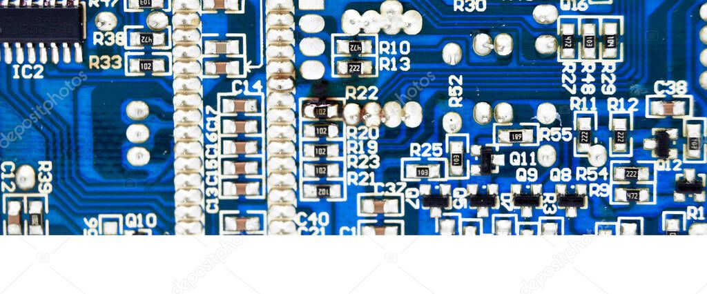 High tech electronic circuit board, detail background shot