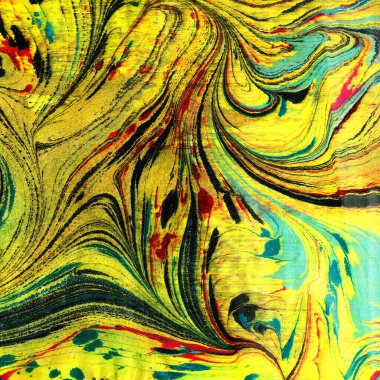 Ebru mermer el yapımı sanat, geleneksel Türk Ebru tekniği, su üzerindeki resim, ardından da kağıt baskısı