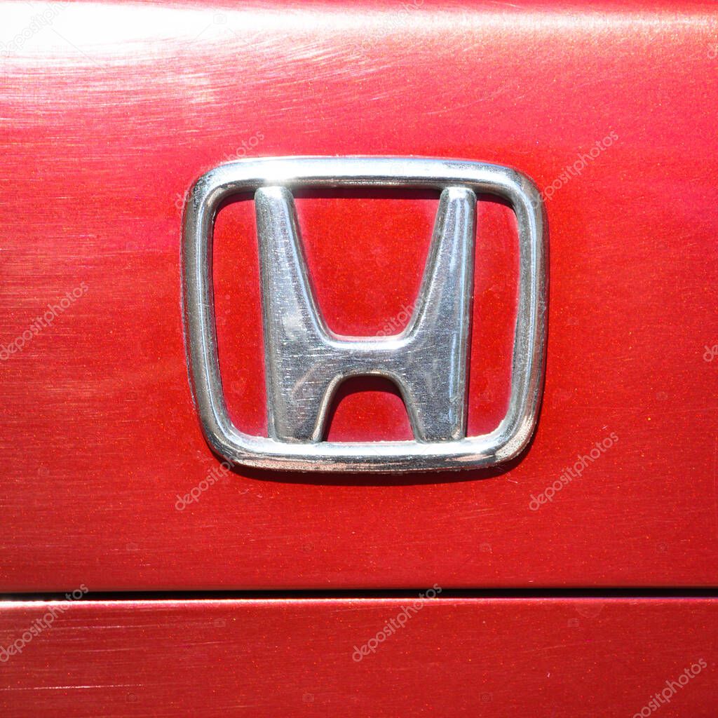 Honda chrome metal logo, luxury car in Istanbul city, July 16 2011 Istanbul Pendik Turkey used car market