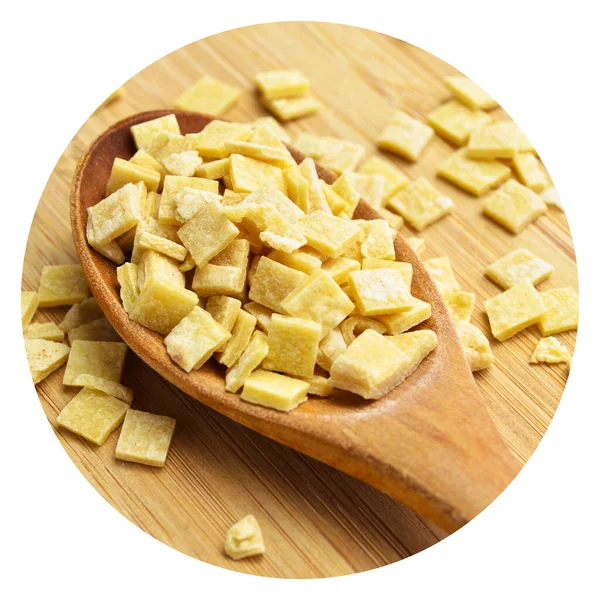 Rohe Frische Und Gesunde Trockene Makkaroni Pasta Auf Holzlöffel — Stockfoto