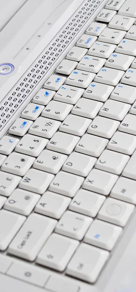 Fehér Színű Laptop Billentyűzet Részlet Közelkép Fehér Laptop Billentyűzet — Stock Fotó