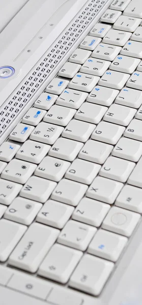 Eine Weiße Farbe Laptop Und Tastatur Detail Nahaufnahme Weiße Laptop — Stockfoto