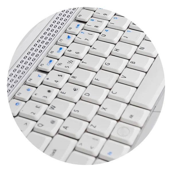 Fehér Színű Laptop Billentyűzet Részlet Közelkép Fehér Laptop Billentyűzet — Stock Fotó
