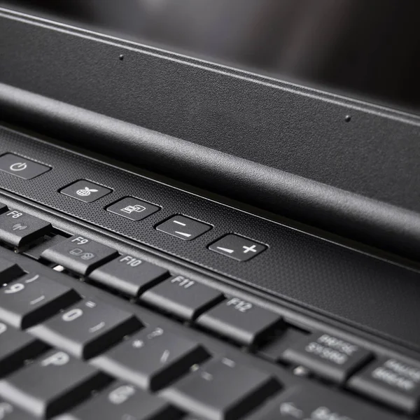Laptop Cor Preta Detalhe Teclado Close Teclado Portátil Preto — Fotografia de Stock