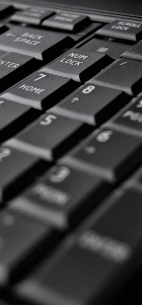 Black Color Laptop Keyboard Detail Close Black Laptop Keyboard — Stock Photo, Image