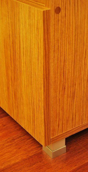 Armoire Noyer Détail Angle Sur Parquet Acajou Dans Une Maison — Photo