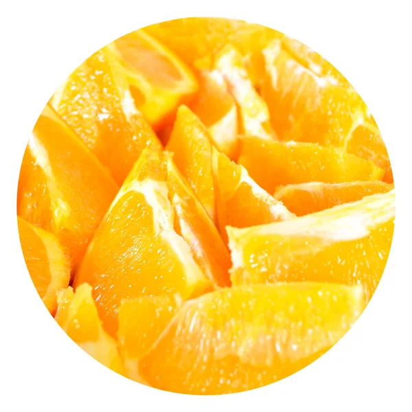 Frische Gesunde Und Saftige Orangenfrüchte Lagerung Scheiben Geschnittene Orange Und — Stockfoto