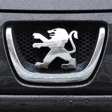 İstanbul 'da Peugeot krom metal logosu, lüks otomobil, 29 Aralık 2010 İstanbul Pendik Türkiye otomobil pazarı
