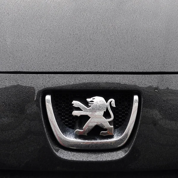 Peugeot Logo Metallo Cromato Auto Lusso Nella Città Istanbul Dicembre — Foto Stock