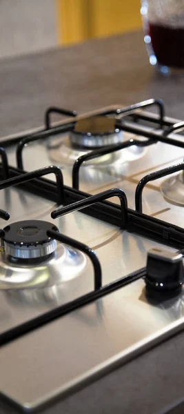 Modern Dapur Mewah Dan Stainless Steel Built Gas Oven — Stok Foto