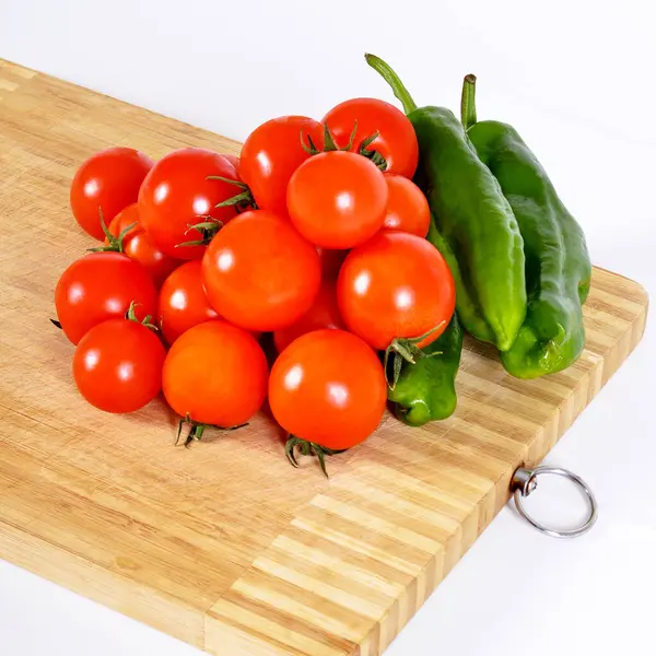 Färsk Välsmakande Tomat Och Peppar All Ekologisk Tomat Färsk Ekologisk — Stockfoto