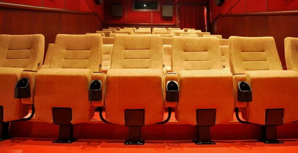 Moderna Sala Cinema Vuota Beige Comode Poltrone Sedili Cinema Sedia — Foto Stock