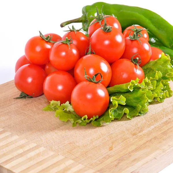 Assortment Organic Fresh Raw Healthy Vegetables Bamboo Cutting Board — Stock Photo, Image