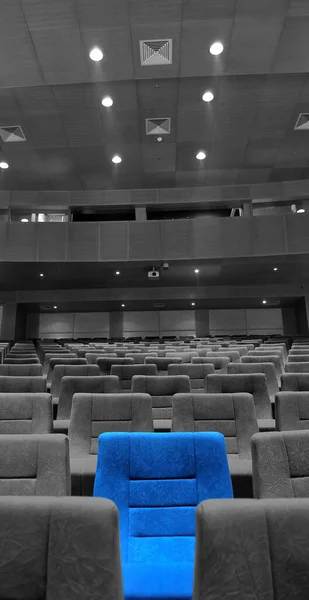 Modern Mozi Terem Üres Kék Szürke Kényelmes Ülések Mozi Ülések — Stock Fotó