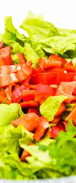 Frischer Roher Grüner Gesunder Salat Glasteller Isoliert Auf Weißem Hintergrund — Stockfoto