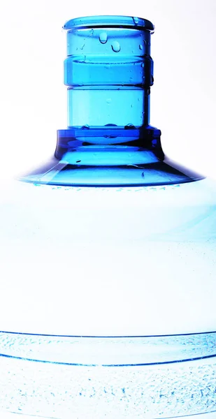 Botella Agua Potable Azul Grande Higiénica Plástico Detalle Del Envase —  Fotos de Stock
