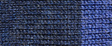 Yünden desenli kumaş. El yapımı kumaş mavi yün arkaplan dokusu