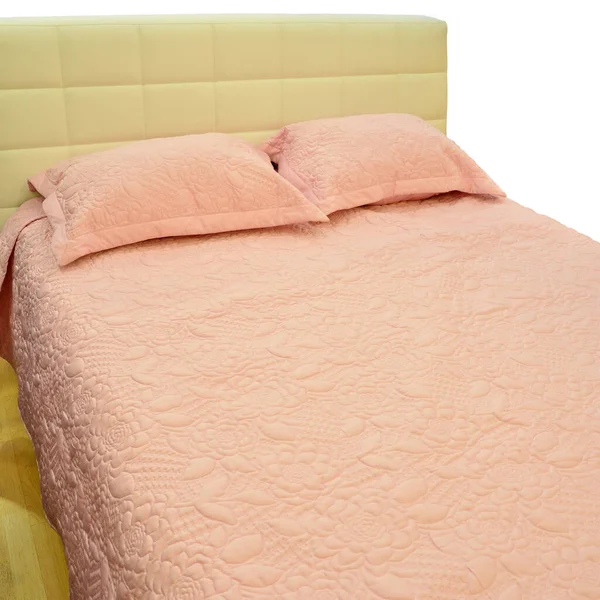Confortável Moderno Elegante Procura Travesseiros Luxo Rosa Cama — Fotografia de Stock