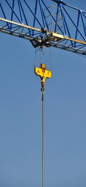 Mécanique Levage Acier Construction Grue Fond Bleu Ciel — Photo