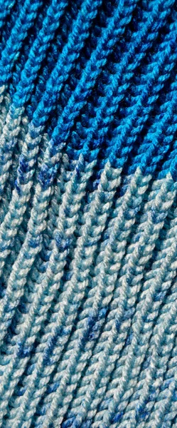用羊毛制成的花纹织物 手工针织物蓝色羊毛背景纹理 — 图库照片