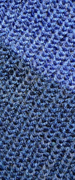 Tissu Motif Laine Tissu Tricoté Main Laine Bleue Texture Fond — Photo