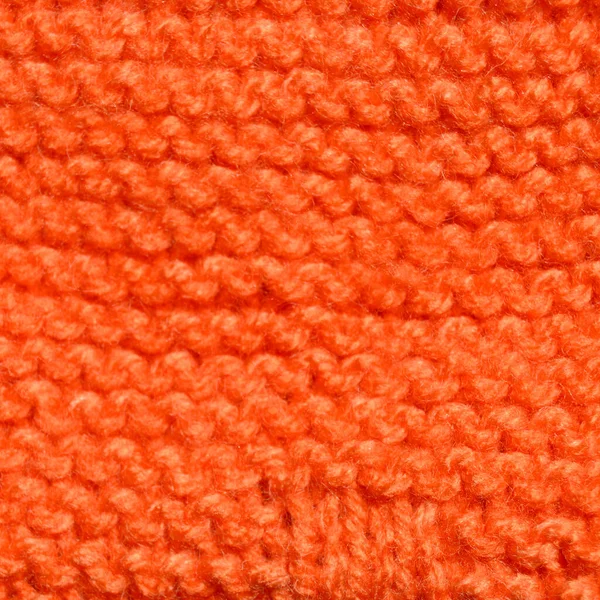 Musterstoff Aus Wolle Handgestrickter Stoff Orange Wolle Hintergrund Textur — Stockfoto